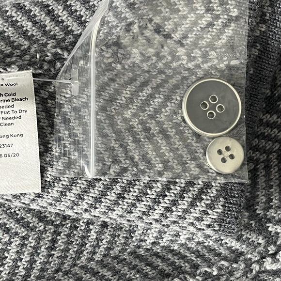 TALBOTS SZ M Knit Blazer Jacket 100% Merino Wool Gray Herringbone Pockets NEW - Picture 11 of 11